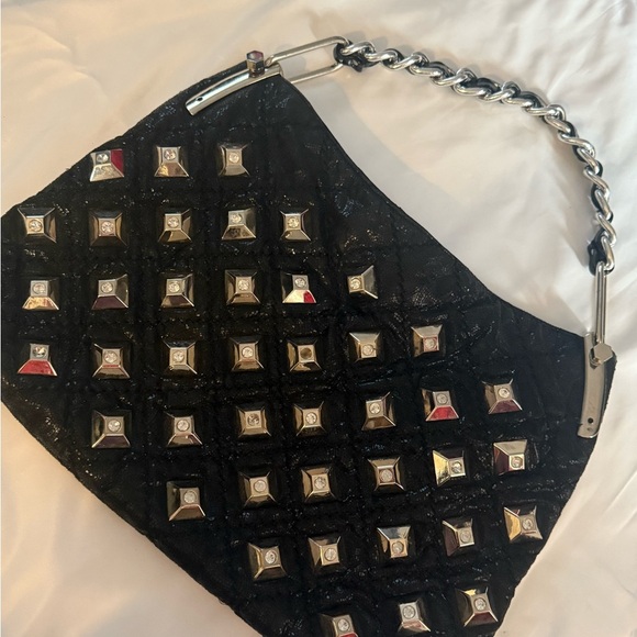 Handbags - Black Studded Chain Handle Bag